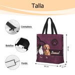 Bolsa grande personalizada con patrón retro 1-3 fotos de animal y nombre regalo de cumpleaños para dueña de perro y amantes de los animales