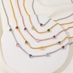 Personalized 1-5 Heart-Shaped Birthstones Necklace Exquisite Jewelry Mother's Day Birthday Anniversary Gift for Women