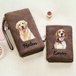 Personalized Dog Cat Pet Photo PU Leather Wristlet Wallet with Name and Multiple Card Slots Birthday Anniversary Gift for Pet Lovers Owners