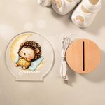 Personalizzato Luna Stella Cartoon Animali addormentati Luce notturna LED acrilico con base in legno e nome Nursery Decor Baby Shower Compleanno regalo per bambini