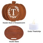 Gepersonaliseerde 3D Pompoen Theelichthouder met Initiaal en LED-kaars Woondecoratie Halloween Verjaardagscadeau voor Vriend Familie