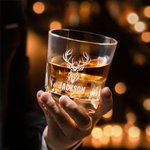 Decantador personalizado con silueta de ciervo grabado 2 copas con nombre inicial y caja de madera para guardarlo Regalo de cumpleaños y Navidad para los amantes del whisky