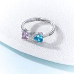 Personalised Heart Birthstones Infinity Ring with Engraved Names and Text Birthday Anniversary Engagement Gift for Women