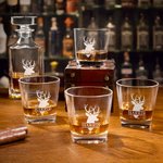 Decantador personalizado con silueta de ciervo grabado 2 copas con nombre inicial y caja de madera para guardarlo Regalo de cumpleaños y Navidad para los amantes del whisky