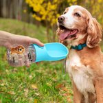 Personalised 3D Cartoon Dog Cat Design 2-in-1 Pet Water Bottle with Drinking Feeder and Name Pet Outdoor Supplies Birthday Gift for Pet Owners