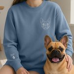 Personalized Embroidered Pet Face Photo Multicolor T-shirt Sweatshirt Hoodie with 1-2 Names Daily Wear Birthday Pet Memorial Gift for Pet Lovers