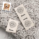 Gepersonaliseerde lijn huisdier foto katoen naaien label met naam Set van 10 gebreide kleding accessoires verjaardagscadeau voor breien DIY Craft huisdier liefhebbers