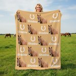 Coperta personalizzata a ferro di cavallo con foto multicolore con nome, regalo di compleanno e anniversario per gli amanti dei cavalli