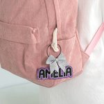 Personalised Glitter Bow Keychain Backpack Name Tag Travel Accessories Daily Use Birthday Gift for Cheerleaders Teammates