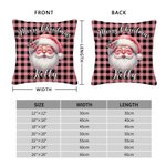 Personalized Merry Christmas Cute Cartoon Santa Claus Plaid Throw Pillow Cover with Name Home Decor Christmas Gift for Kids