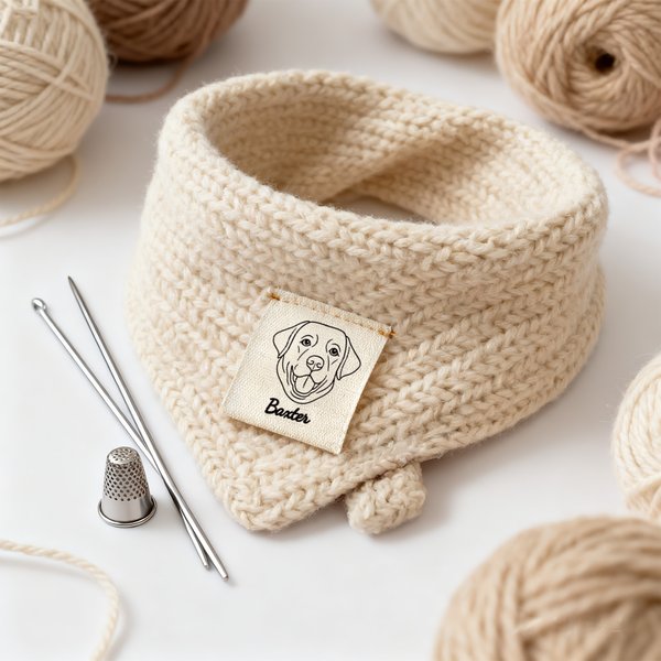 Gepersonaliseerde lijn huisdier foto katoen naaien label met naam Set van 10 gebreide kleding accessoires verjaardagscadeau voor breien DIY Craft huisdier liefhebbers