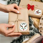 Personliga Santa Bow Deer Vattentäta klistermärken Namnetiketter för DIY-presentdekoration Söt julfestival Party Favors för barn