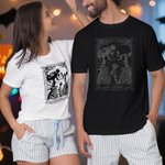 Personalized Tarot Skull T-shirt Hoodie with Text Halloween Party Gift for Family Friends