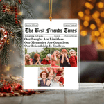 Personalized The Besties Times Newspaper Design 4 Photos Acrylic Ornament with Text Tree Decor Christmas Birthday Graduation Gift for Friends 2