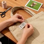 Gepersonaliseerde lijn huisdier foto katoen naaien label met naam Set van 10 gebreide kleding accessoires verjaardagscadeau voor breien DIY Craft huisdier liefhebbers