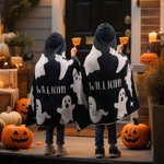 Gepersonaliseerde Schattige Spook Zachte Deken met Capuchon met Naam Halloween Cadeau voor Kinderen Halloween Liefhebbers