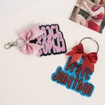 Personalised Glitter Bow Keychain Backpack Name Tag Travel Accessories Daily Use Birthday Gift for Cheerleaders Teammates