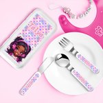 Personalized Cartoon Black Boy Girl Fork Spoon Knife 3 Pcs Cutlery Set with Name and Case Daily Use School Birthday Gift for Kids