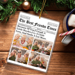 Personalized The Besties Times Newspaper Design 4 Photos Acrylic Ornament with Text Tree Decor Christmas Birthday Graduation Gift for Friends 4