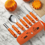 Set 7 pezzi di strumenti per intagliare la zucca di Halloween personalizzati con nome e sacchetto di conservazione Regalo di Halloween per bambini e famiglia