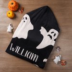 Gepersonaliseerde Schattige Spook Zachte Deken met Capuchon met Naam Halloween Cadeau voor Kinderen Halloween Liefhebbers