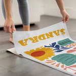 Personalized Floral Super Absorbent Yoga Towel with Name Sports Accessories Holiday Birthday Gift for Yoga Lovers Women