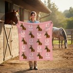 Coperta personalizzata a ferro di cavallo con foto multicolore con nome, regalo di compleanno e anniversario per gli amanti dei cavalli