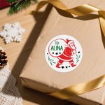 Personliga Santa Bow Deer Vattentäta klistermärken Namnetiketter för DIY-presentdekoration Söt julfestival Party Favors för barn