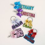 Personalised Glitter Bow Keychain Backpack Name Tag Travel Accessories Daily Use Birthday Gift for Cheerleaders Teammates