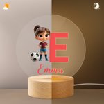 Personalisiertes 3D Fußball Cartoon Figur LED Nachtlicht mit Namen Initiale Nummer Holzsockel Kinderzimmer Deko Geburtstag Geschenk für Jungen Mädchen