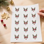 Personliga Santa Bow Deer Vattentäta klistermärken Namnetiketter för DIY-presentdekoration Söt julfestival Party Favors för barn