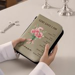 Spersonalizowany wielokolorowy bukiet narodzin Wersety biblijne Skórzana okładka na książkę z imieniem i tytułem Prezent urodzinowy na chrzest dla chrześcijanek