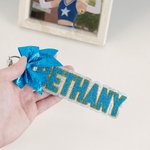 Personalised Glitter Bow Keychain Backpack Name Tag Travel Accessories Daily Use Birthday Gift for Cheerleaders Teammates