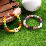 Personalised Baseball Number Initial Rhinestone Beaded Bracelet with Name and Text Game Day Birthday Team Gift for Baseball Lover Player