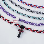 Personalized Baseball Softball Cross Tornado 3-Rope Braided Necklace with Engraved Text Team Spirit Birthday Gift for Sport Lovers