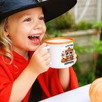 Personalised Cute Ghost Raccoon Pumpkin 12 oz Enamel Mug with Name and Text Trick or Treat Use Halloween Party Gift for Boys Girls