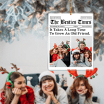 Personalized The Besties Times Newspaper Design 4 Photos Acrylic Ornament with Text Tree Decor Christmas Birthday Graduation Gift for Friends 5