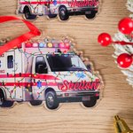 Personalised Ambulance Christmas Acrylic Ornament with Name Home Decor Christmas Gift for EMT Driver  Paramedic
