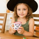 Personalised Cute Ghost Raccoon Pumpkin 12 oz Enamel Mug with Name and Text Trick or Treat Use Halloween Party Gift for Boys Girls