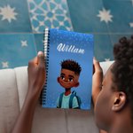 Personalised Cartoon Black Boy Girl A5 Spiral Notebook with Name School Supplies Birthday Anniversary Gift for Kids