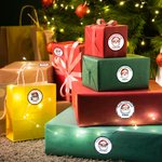 Personalised Merry Christmas Santa Claus Set of 2 Waterproof Stickers with Name Christmas Party Favors for Kids Family Friends