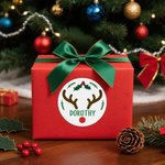 Personliga Santa Bow Deer Vattentäta klistermärken Namnetiketter för DIY-presentdekoration Söt julfestival Party Favors för barn