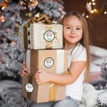 Personalised Merry Christmas Santa Claus Set of 2 Waterproof Stickers with Name Christmas Party Favors for Kids Family Friends