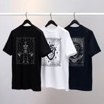 Personalized Tarot Skull T-shirt Hoodie with Text Halloween Party Gift for Family Friends