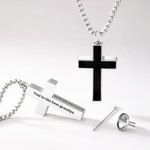 Personalizado 1-3 Lados Texto Urna Cruz Collar Cremación Simpatía Memorial Regalo para Mujeres Hombres