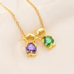 Personalised 1-5 Cute Boy Girl Charms Anklet with Heart-Shaped Birthstone Exquisite Jewellery Anniversary Birthday Gift for Mom Kid