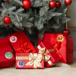 Autocollants Imperméables Multicolores Personnalisés avec Nom et Initiale Motif Renne et Père Noël Mignons Cadeaux Noël pour Enfants et Famille