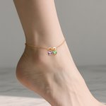 Personalised 1-5 Cute Boy Girl Charms Anklet with Heart-Shaped Birthstone Exquisite Jewellery Anniversary Birthday Gift for Mom Kid