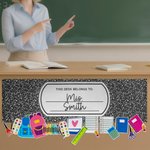 Personalized Funny Composition Book Design Waterproof Desktop Decorative Stickers with Title and Surname Back to School Birthday Gift for Teacher