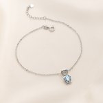 Personalised 1-5 Cute Boy Girl Charms Anklet with Heart-Shaped Birthstone Exquisite Jewellery Anniversary Birthday Gift for Mom Kid
